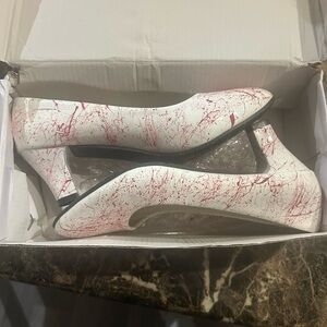 White Heels. Hand painted with fake blood